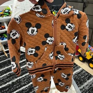 Disney Brown Mickey Mouse Hoodie and Pants Set